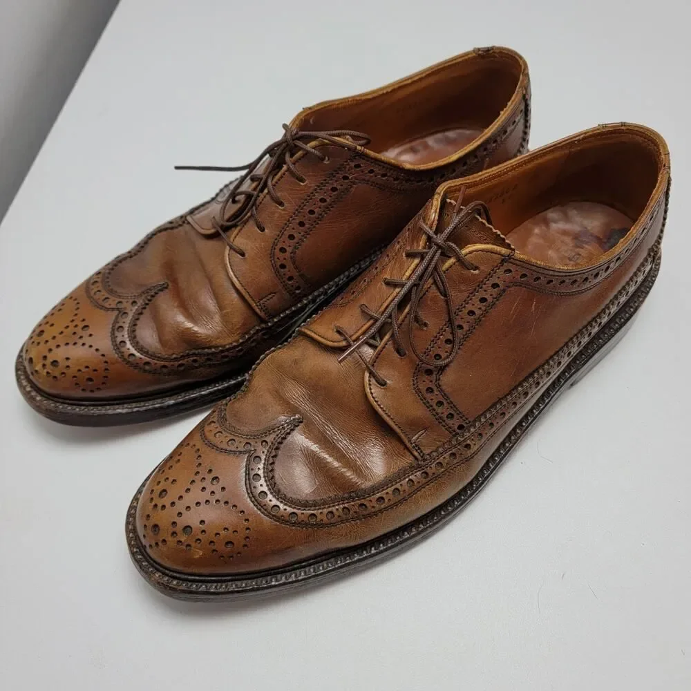 Men's Classic Brown Leather Sole Oxfords Size 11